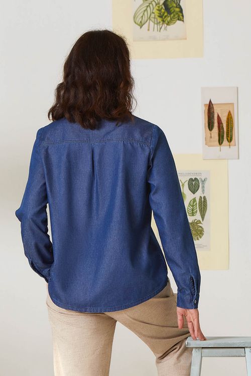 Camisa Azul Tencel Narciso