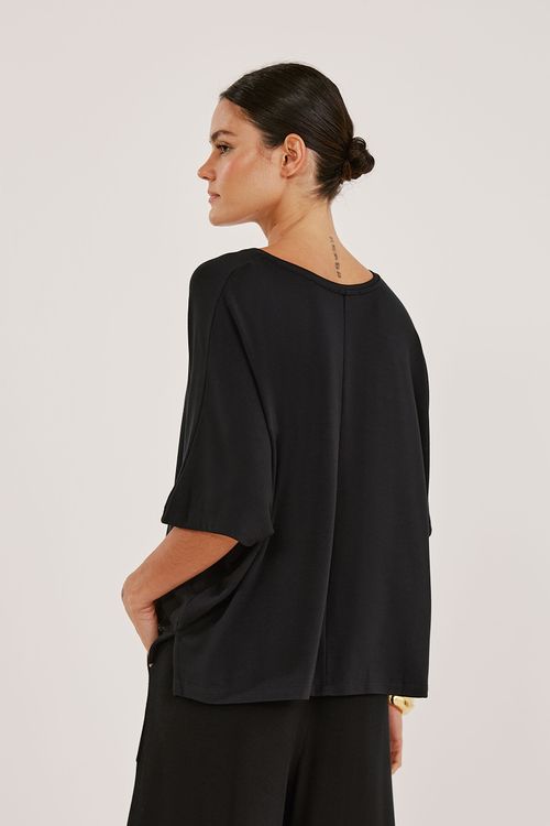 Blusa Cropped Preta Bambu Isis