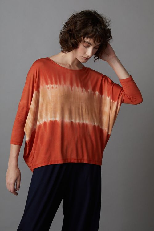 Blusa Tie Dye Laranja Caramelo Watery Stripe