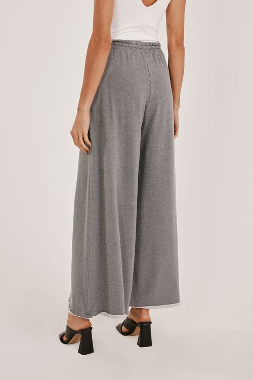 Calça Pantalona Cinza Moletom Fluid