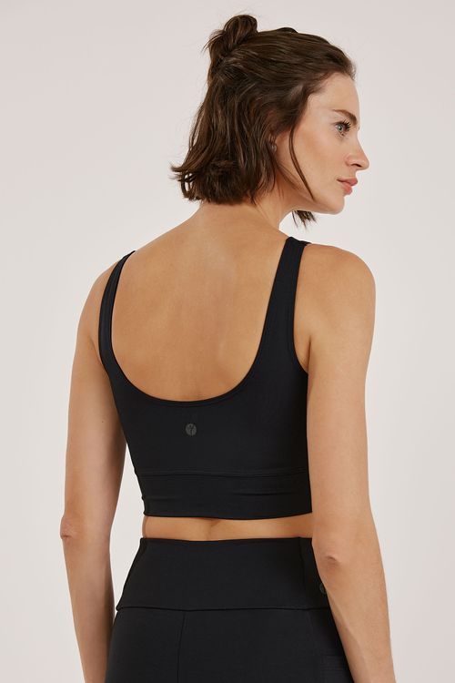 Top Fitness Decote U Preto Power Tech