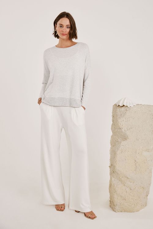 Calça Pantalona Off White Bambu Varanasi