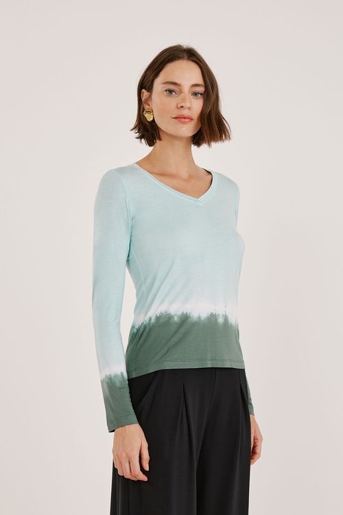 Blusa Tie Dye Verde Água Modal Lamai