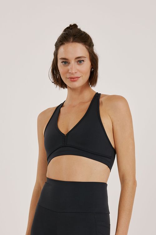 Top Fitness Decote V Preto Soft Skin Lolli