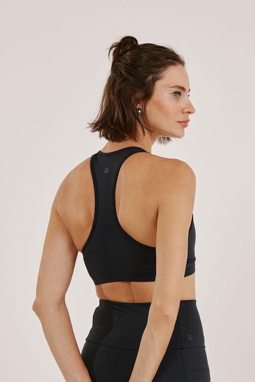 Top Fitness Decote V Preto Soft Skin Lolli