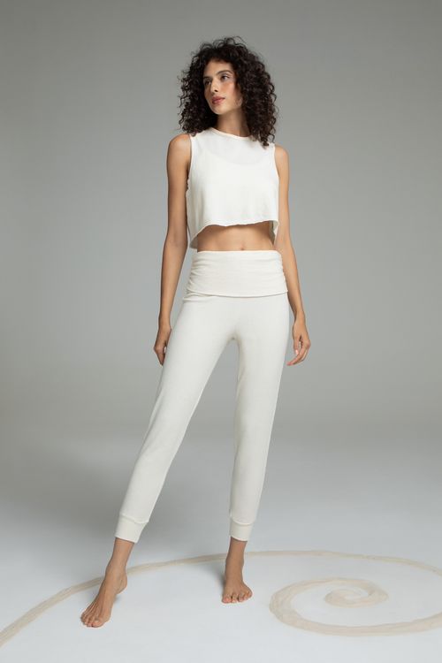 Calça Jogging Vira Off White Algodão Liz