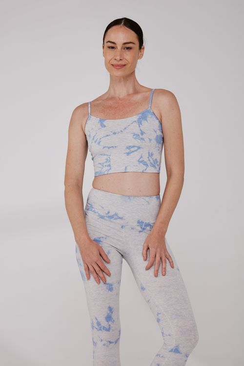 Top Yoga Cropped Tie Dye Azul Céu
