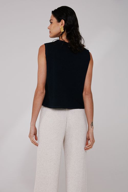 Regata Cropped Marinho Algodão Ipê