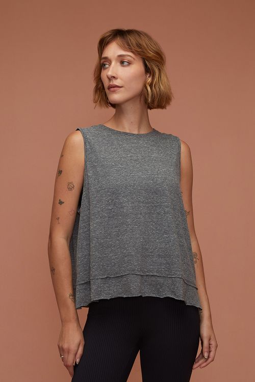 Regata Ampla Mescla Preto Recycled Aruna