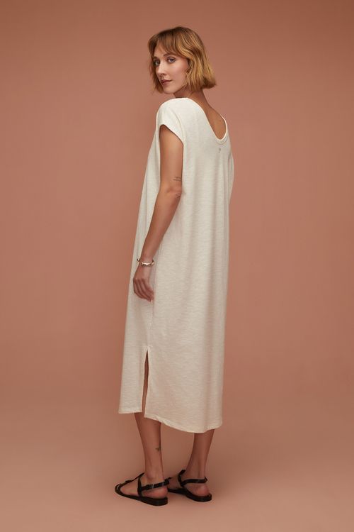 Vestido Sem Manga Creme Algodão Noah