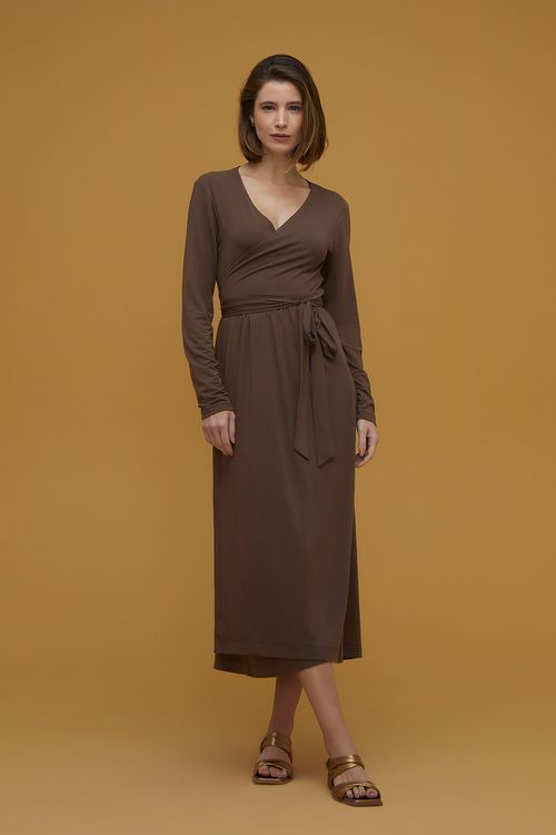 Vestido Longo Marrom Liocel Lã Yoko