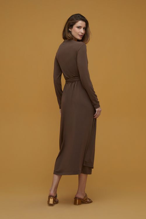 Vestido Longo Marrom Liocel Lã Yoko