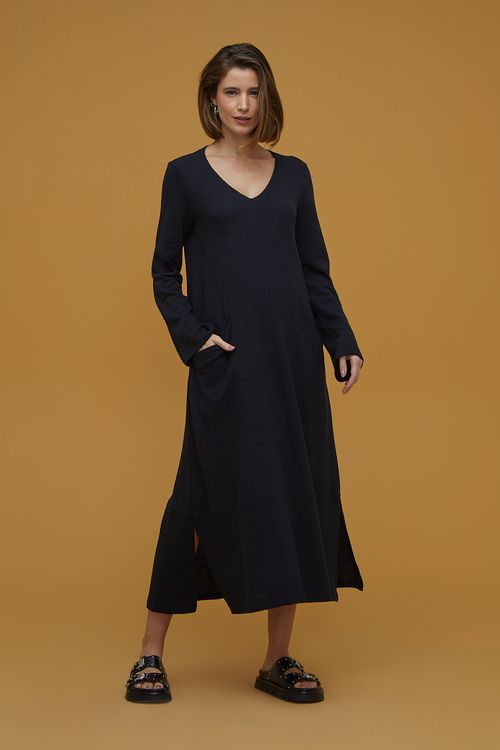Vestido Manga Longa Preto Noah