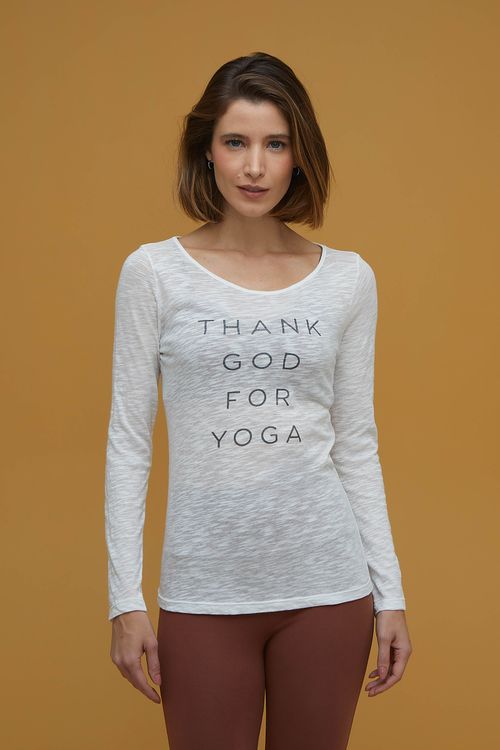 Camiseta Off White Algodão Thank God