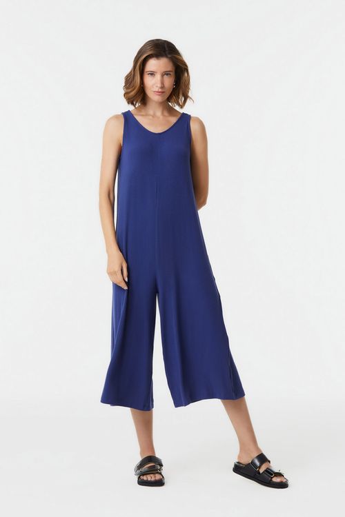 Macacão Pantacourt Azul Palace Canelado Bambu Comfort