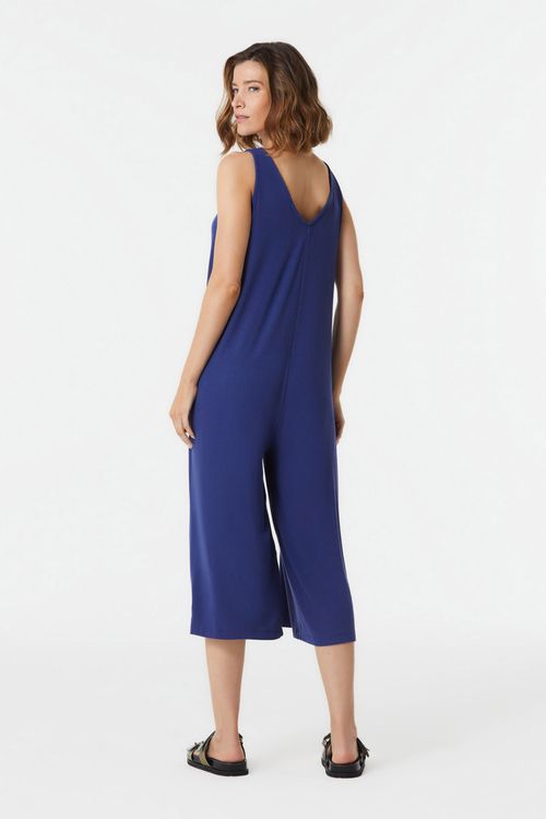 Macacão Pantacourt Azul Palace Canelado Bambu Comfort