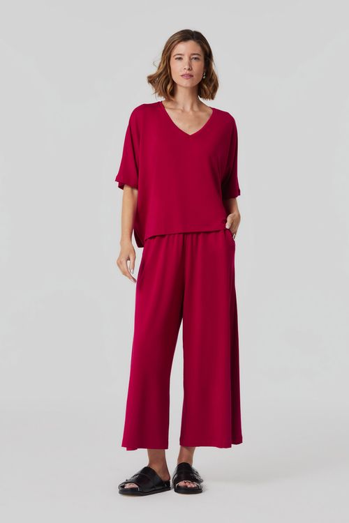 Calça Pantacourt Groselha Bambu