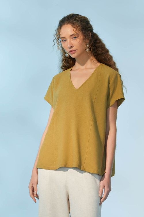 Blusa Pistache Linho Nancy