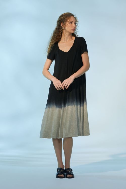 Vestido Maxi Midi Dye Preto Modal Suzy