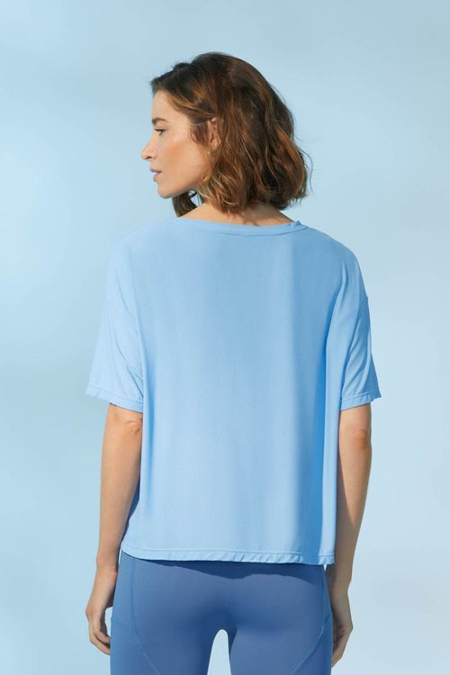 Blusa Fitness Decote V Azul Jeans Emma