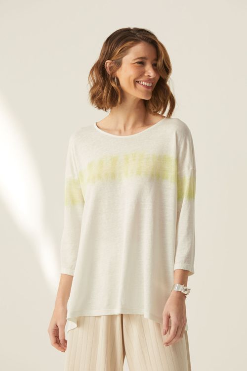 Blusa Manga 3/4 Dye Verde Linho Tulipa