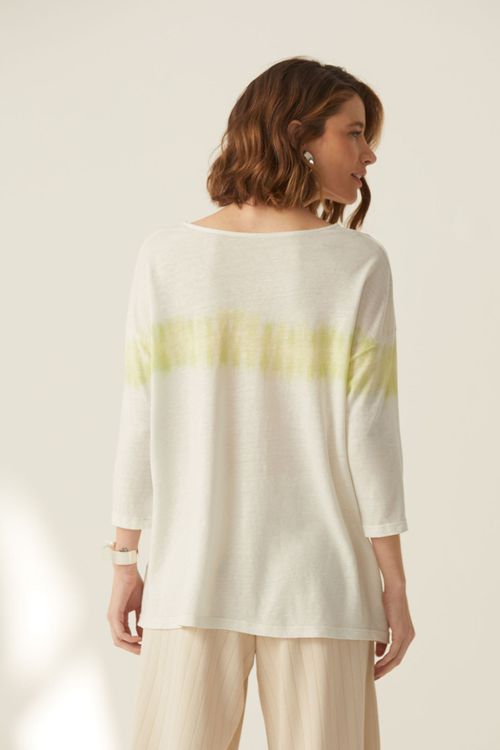 Blusa Manga 3/4 Dye Verde Linho Tulipa