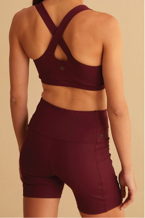 Bermuda Fitness Bordô Com Bolso Power Tech