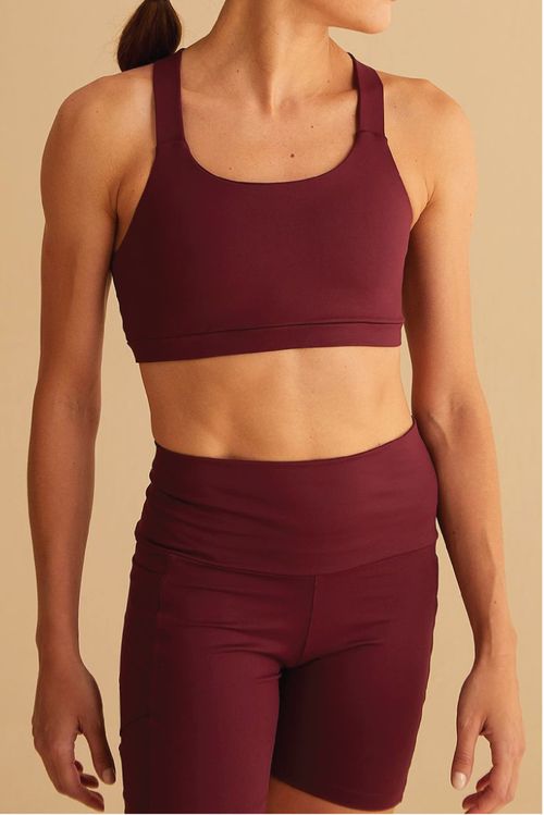 Bermuda Fitness Bordô Com Bolso Power Tech