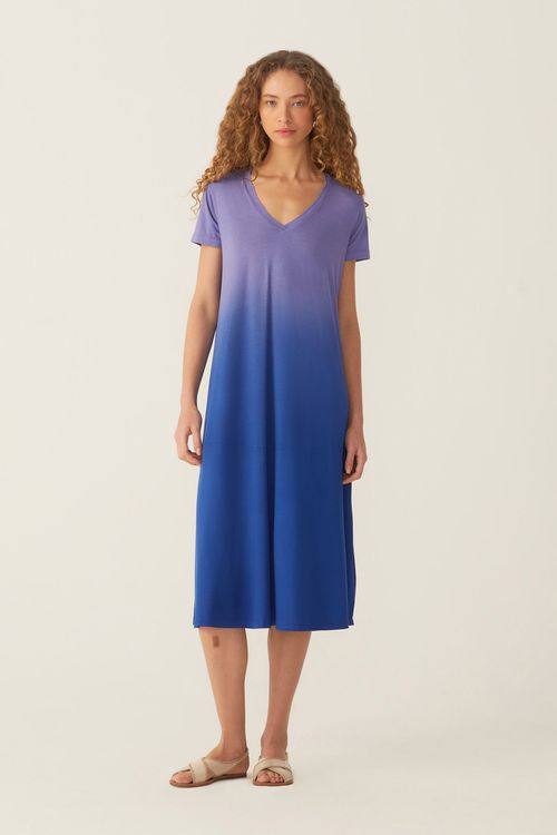 Vestido Degradê Dye Azul Hortência Elza