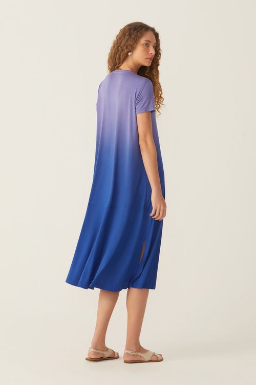 Vestido Degradê Dye Azul Hortência Elza