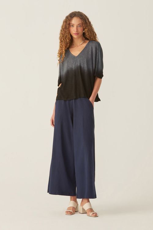 Calça Reta Marinho Algodão Sofia