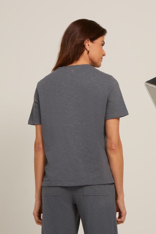 Blusa Decote V Chumbo Algodão Noah