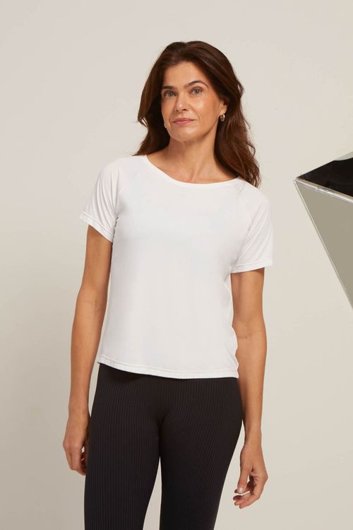 Camiseta Fitness Raglan Branca Dry Uv Palma