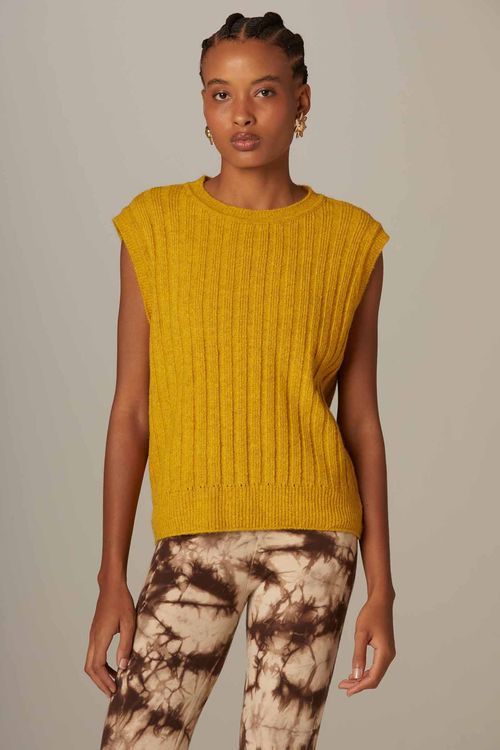 Colete Canelado Amarelo Tricot Mirta