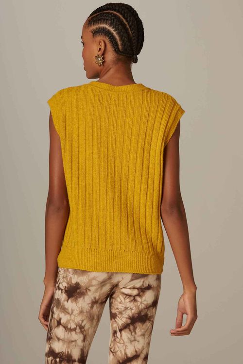 Colete Canelado Amarelo Tricot Mirta