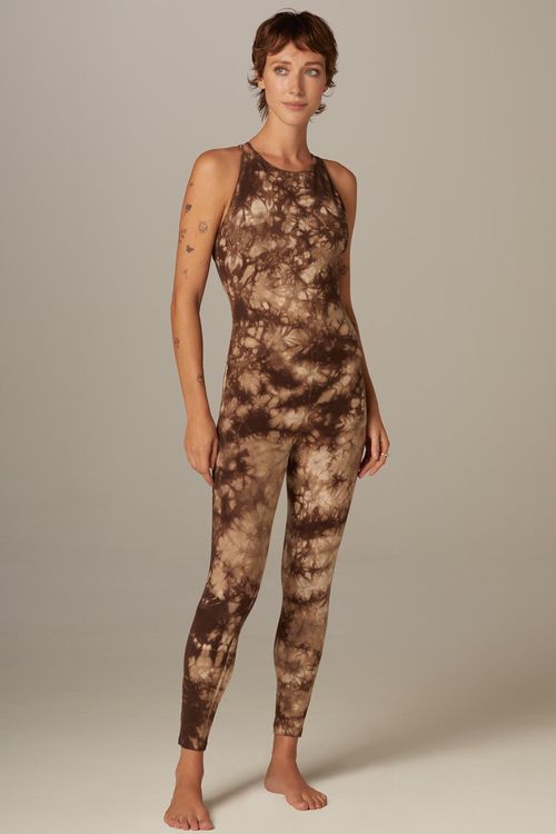 Macacão Yoga Tie Dye Marrom Algodão Noeli