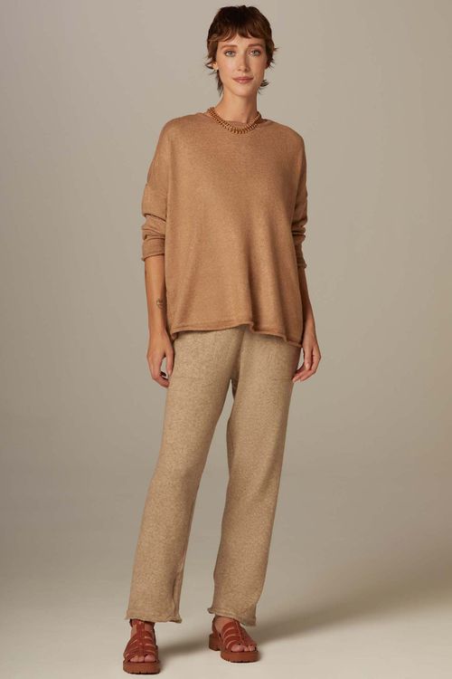 Calça Cenoura Caqui Tricot Raquel