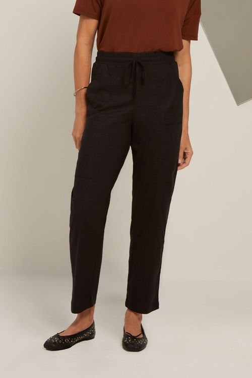 Calça Reta Preta Linho Linen