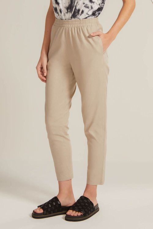 Calça Cenoura Cinza Claro Linho Linen