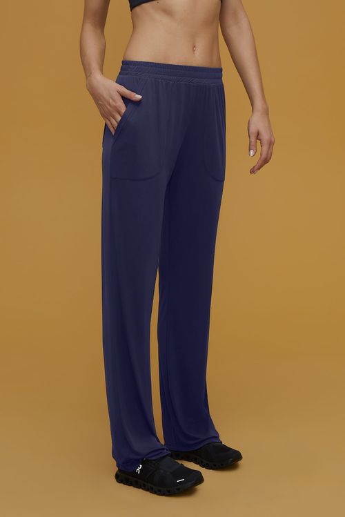 Calça Fitness Reta Marinho Dry Uv Palma