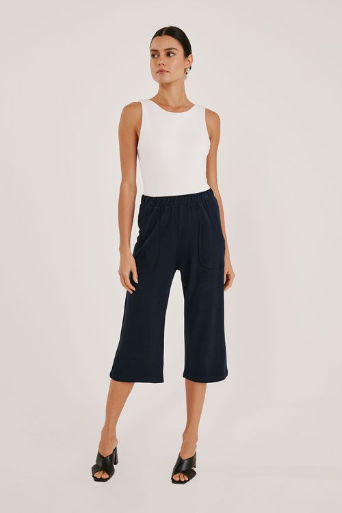Calça Pantacourt Marinho Bambu Agra