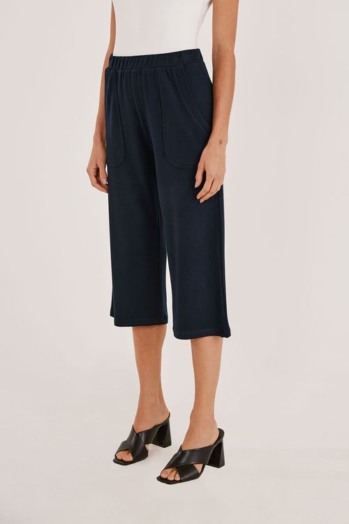 Calça Pantacourt Marinho Bambu Agra