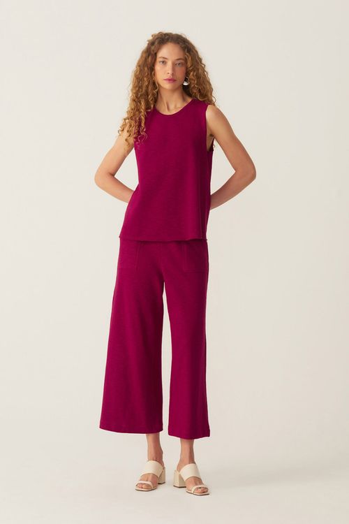 Calça Pantacourt Framboesa Algodão Ipê