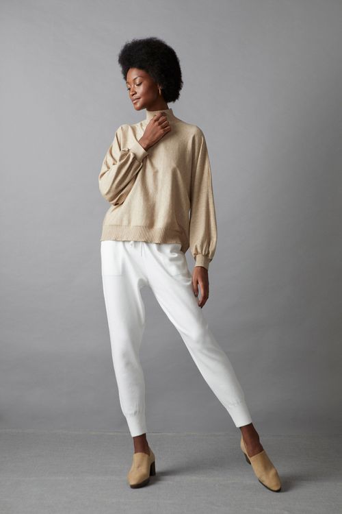 Calça Jogging Off White Tricot Rebeca