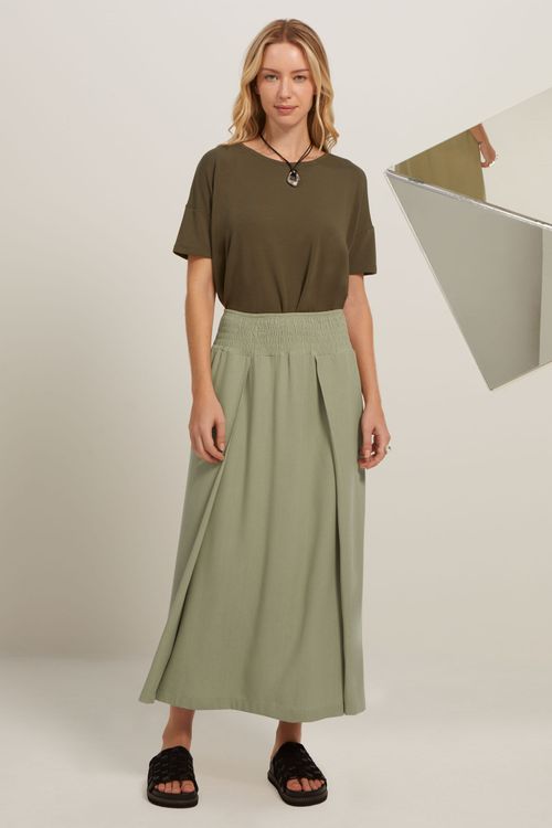 Saia Midi Verde Claro Liocel Fabricia