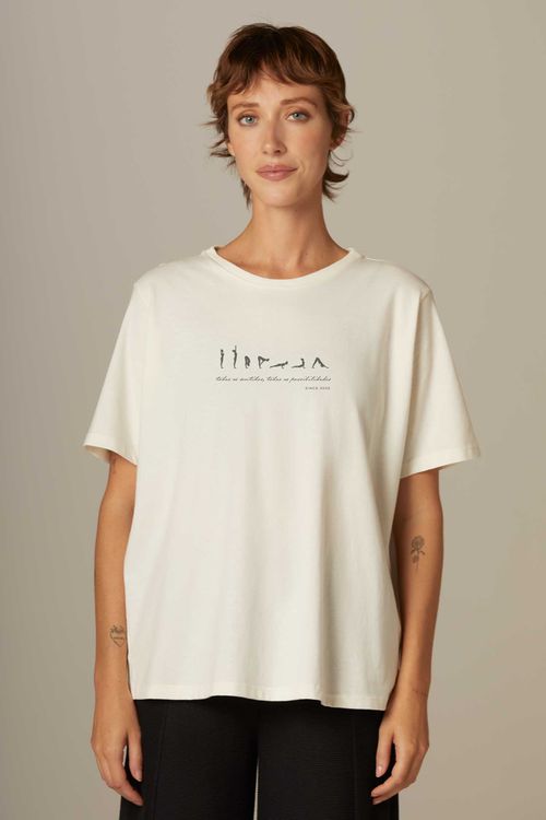 Camiseta Off White Algodão 20 Anos Yogini
