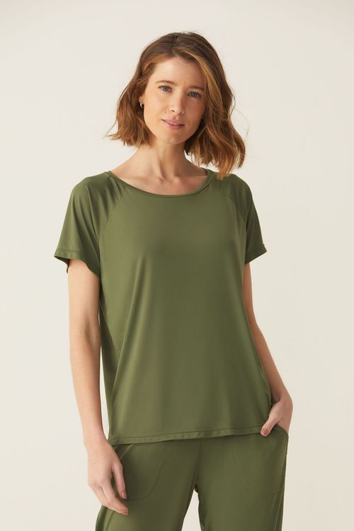 Camiseta Fitness Raglan Verde Dry Uv Palma