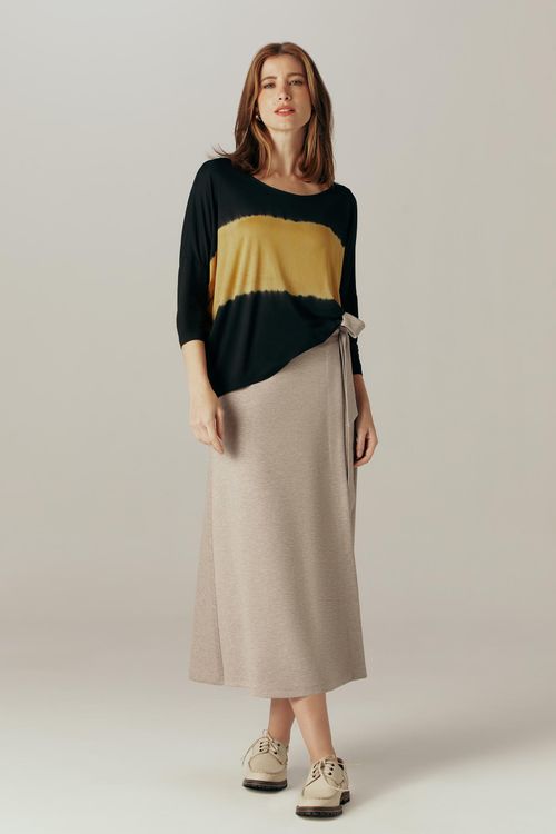 Saia Midi Envelope Mescla Bege Marcella