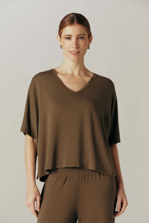 Blusa Cropped Verde Oliva Bambu Isis