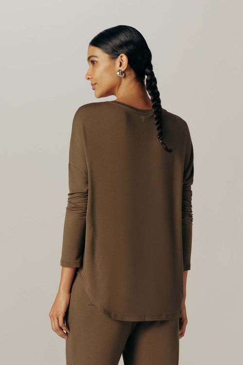 Blusa Manga Longa Verde Oliva Bambu Ceci